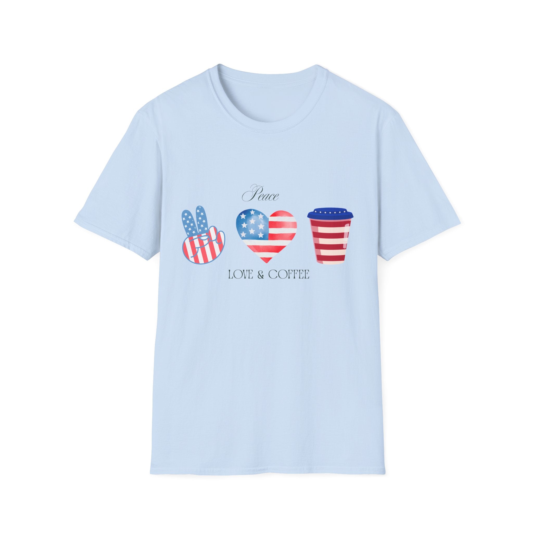 Patriotic Peace Hearts T-Shirt – USA Flag Heart Graphic Tee for 4th of July
