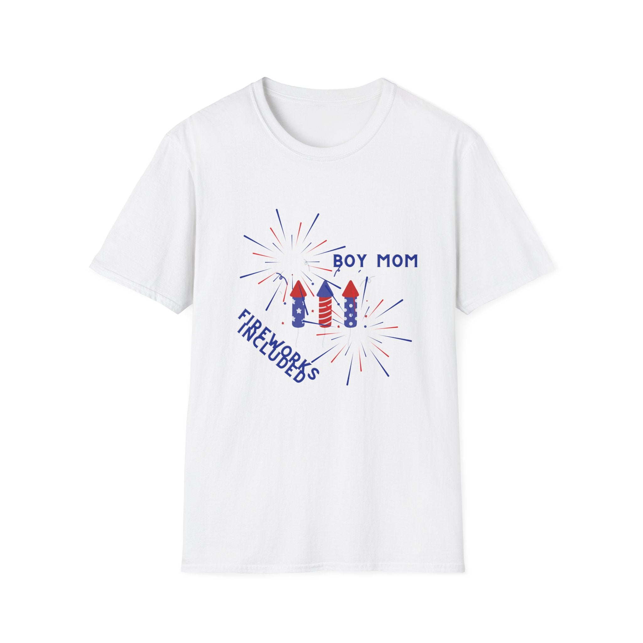 Boy Mom Fireworks T-Shirt — 4th of July Patriotic Mom Tee