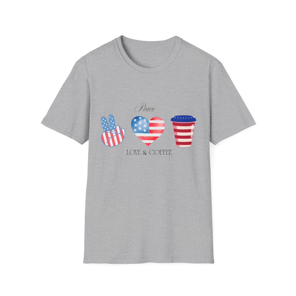 Patriotic Peace Hearts T-Shirt – USA Flag Heart Graphic Tee for 4th of July