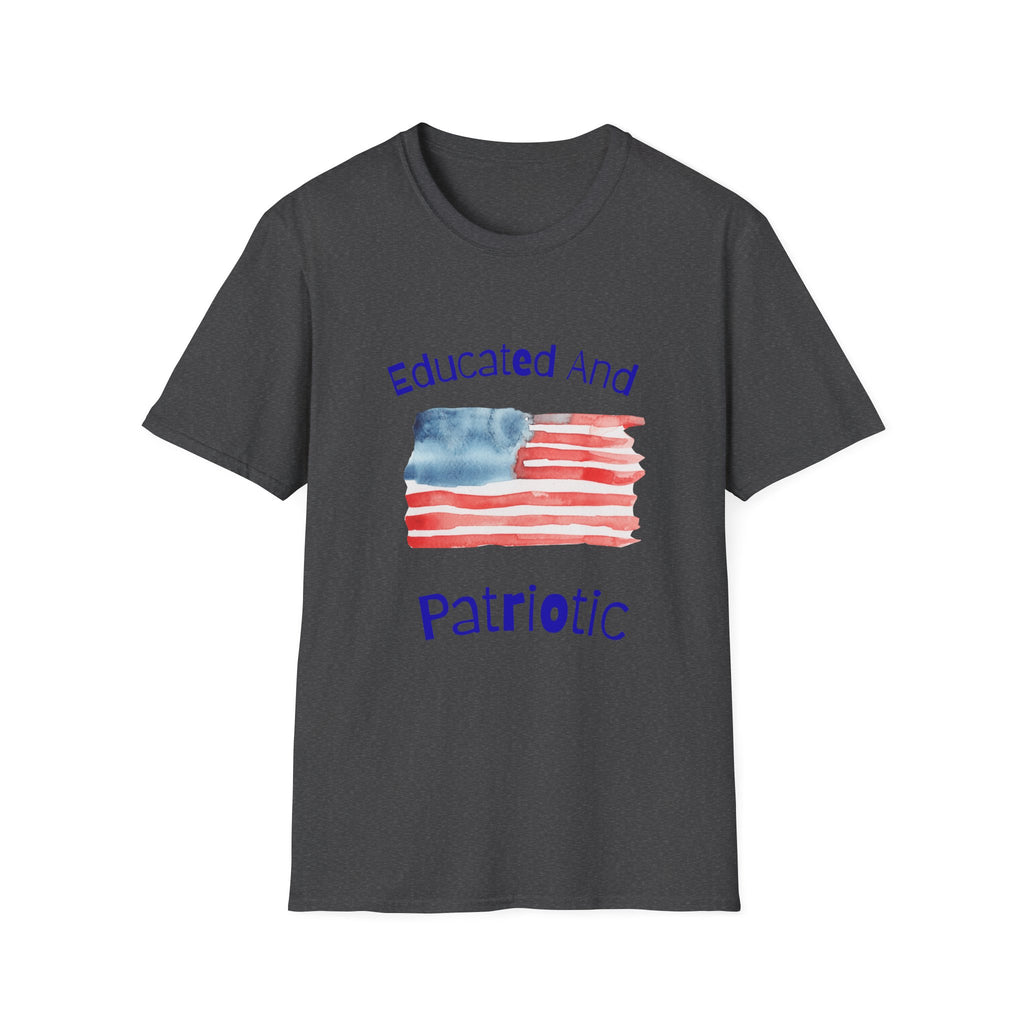 Educated And Patriotic T-Shirt — Watercolor American Flag Tee for Teachers & Voters
