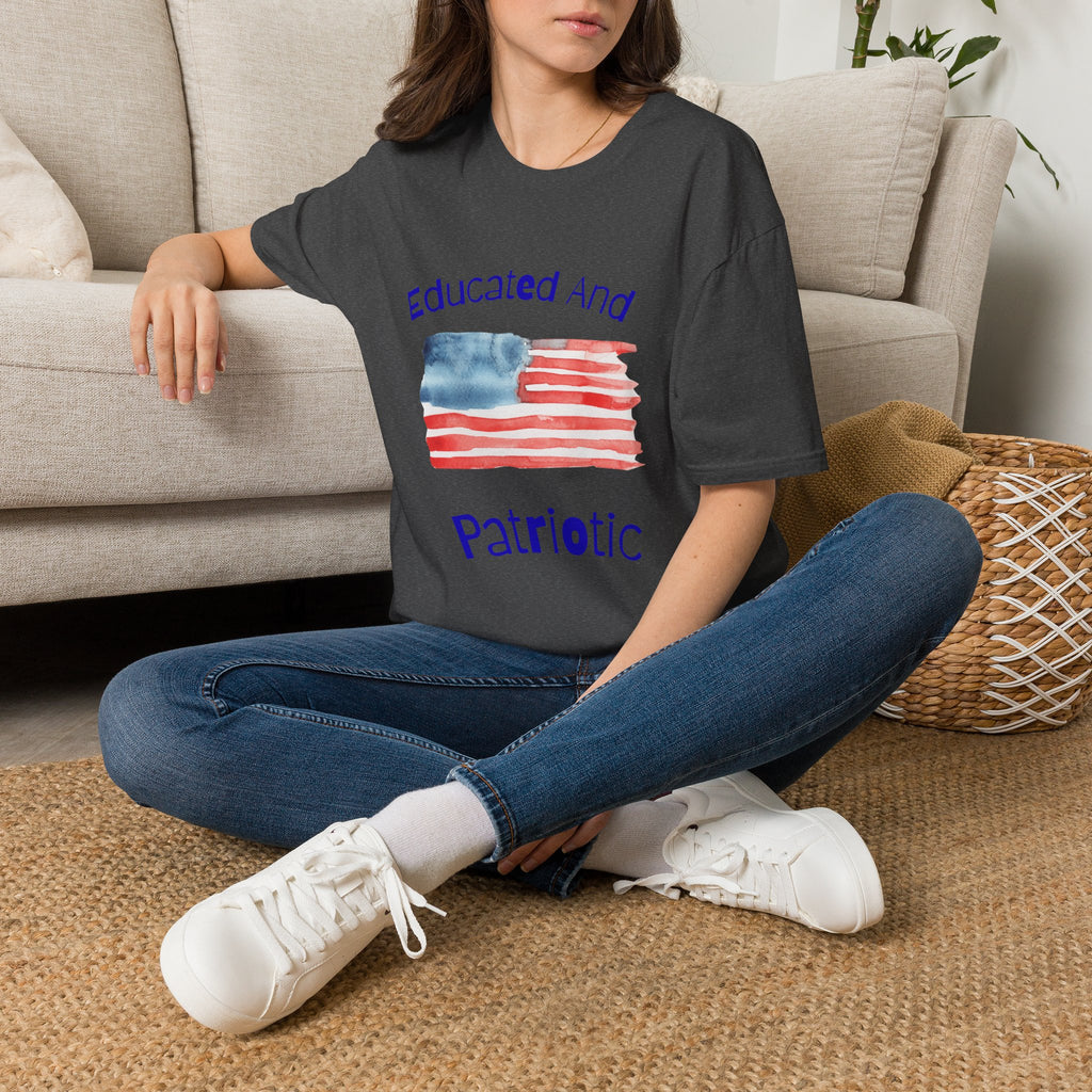 Educated And Patriotic T-Shirt — Watercolor American Flag Tee for Teachers & Voters