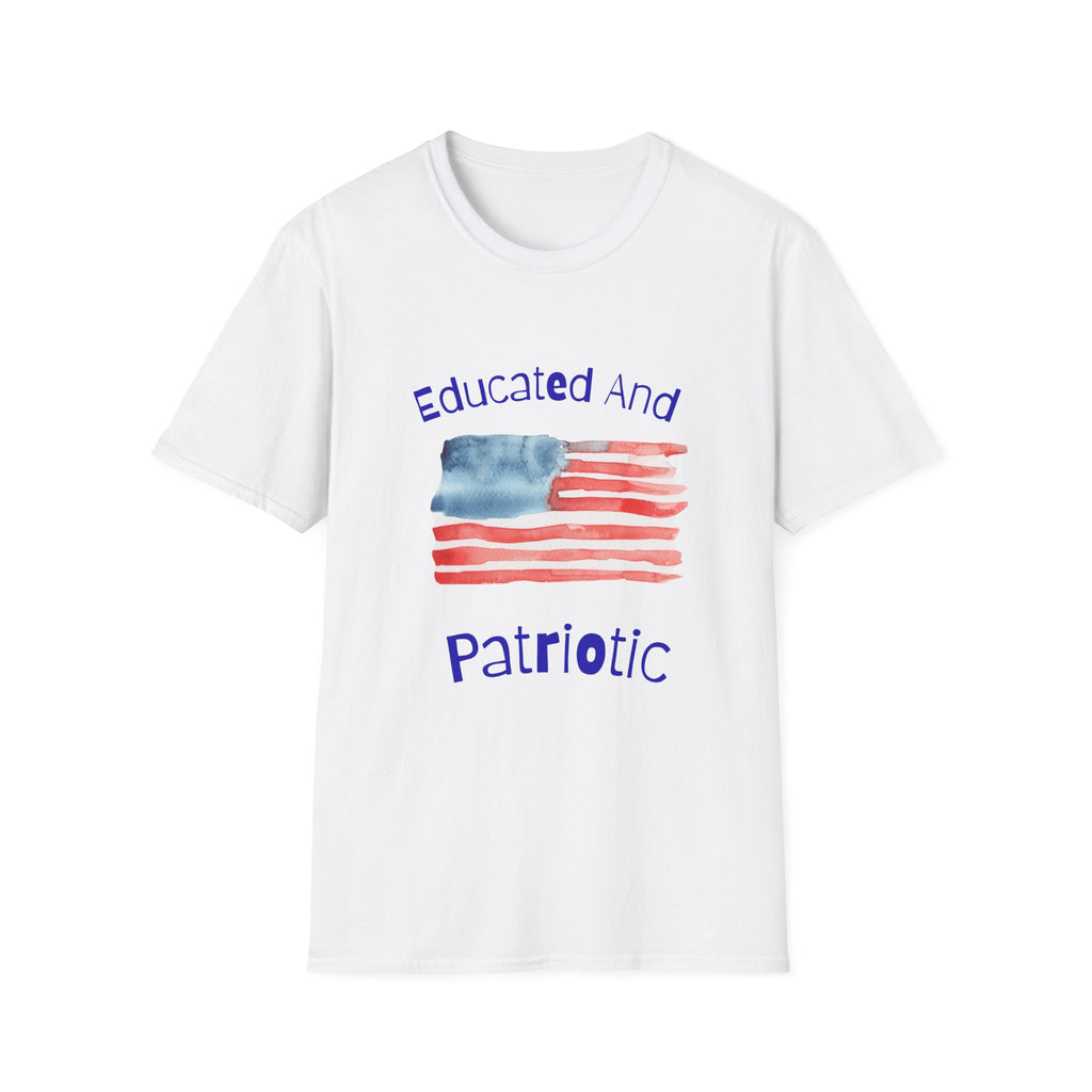 Educated And Patriotic T-Shirt — Watercolor American Flag Tee for Teachers & Voters