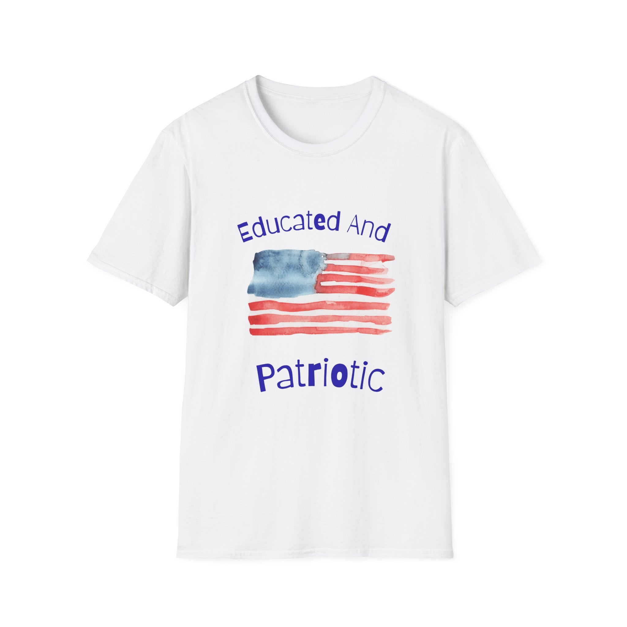 Educated And Patriotic T-Shirt — Watercolor American Flag Tee for Teachers & Voters