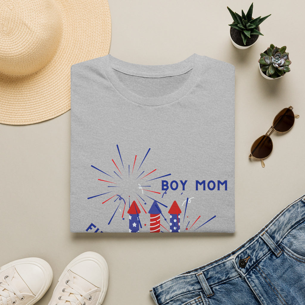 Boy Mom Fireworks T-Shirt — 4th of July Patriotic Mom Tee