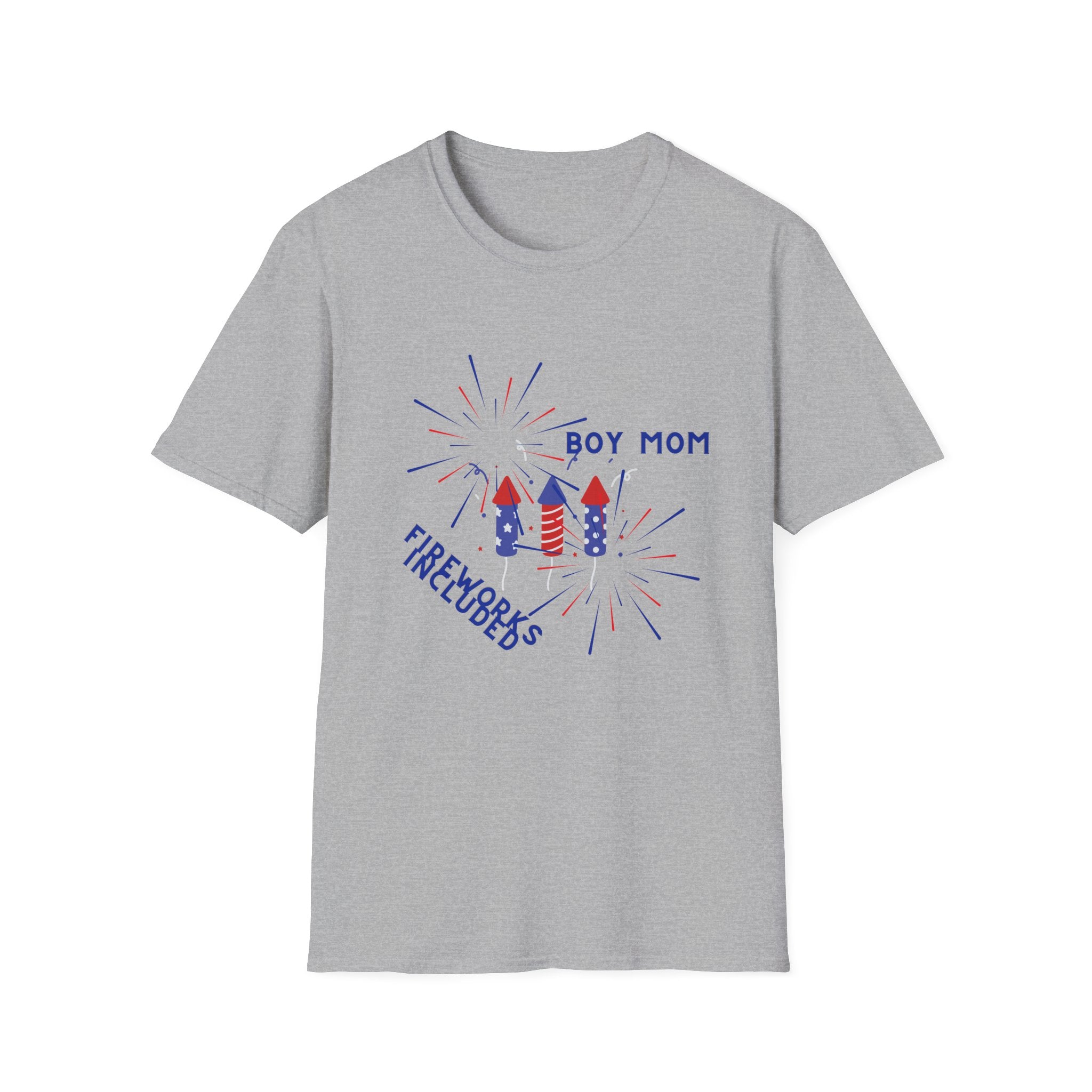 Boy Mom Fireworks T-Shirt — 4th of July Patriotic Mom Tee