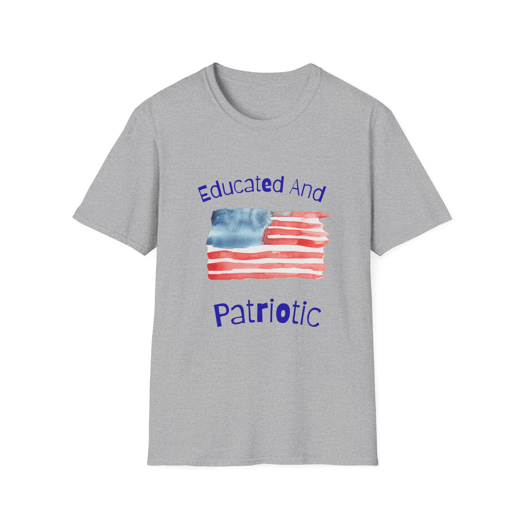 Educated And Patriotic T-Shirt — Watercolor American Flag Tee for Teachers & Voters