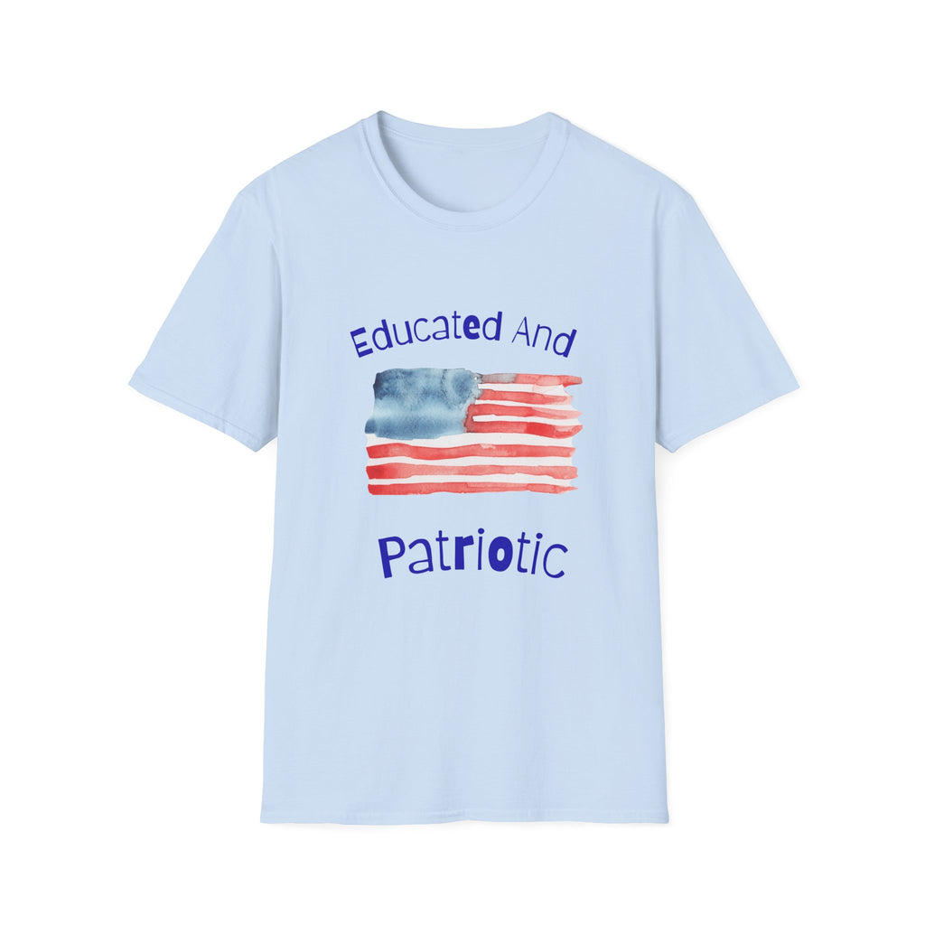 Educated And Patriotic T-Shirt — Watercolor American Flag Tee for Teachers & Voters
