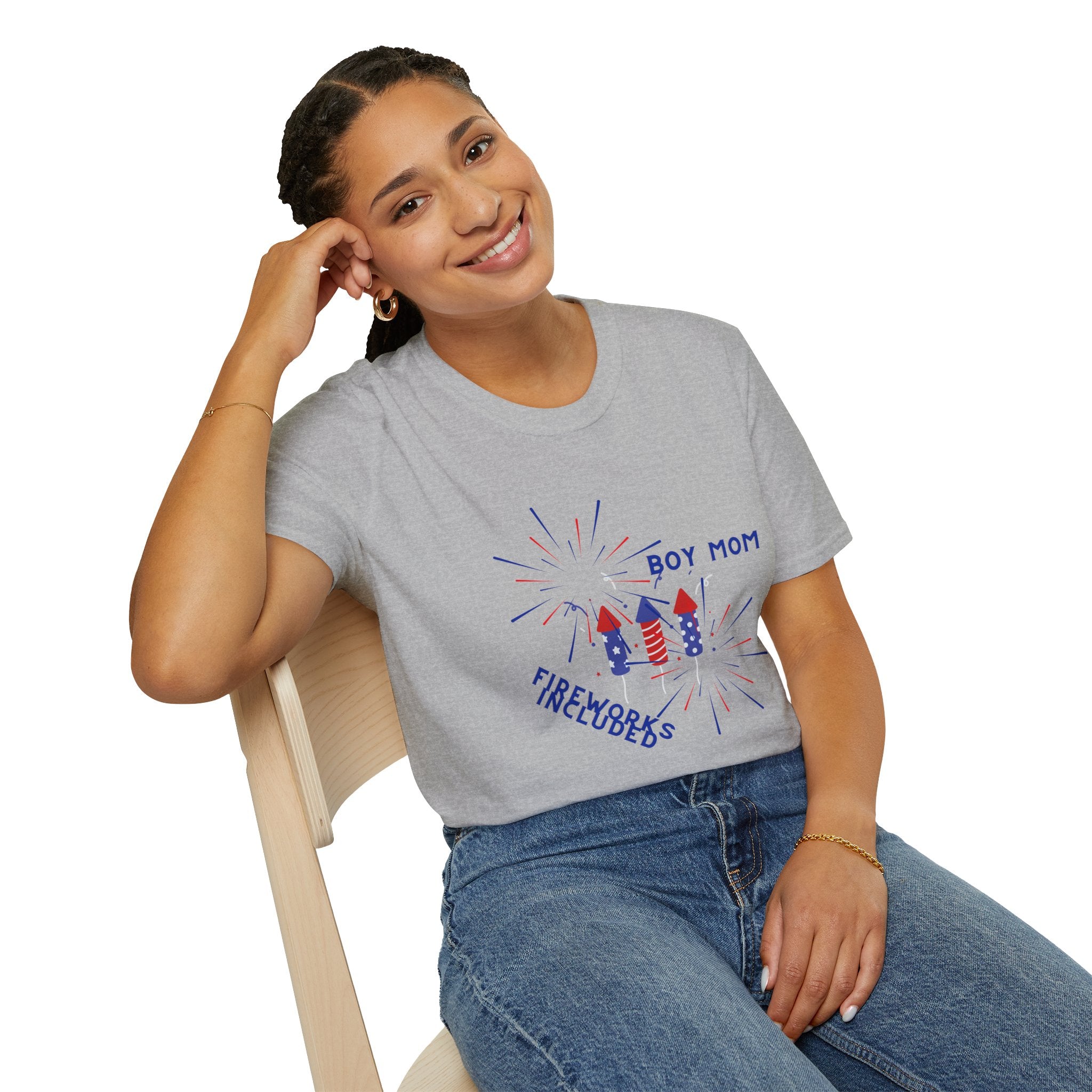 Boy Mom Fireworks T-Shirt — 4th of July Patriotic Mom Tee