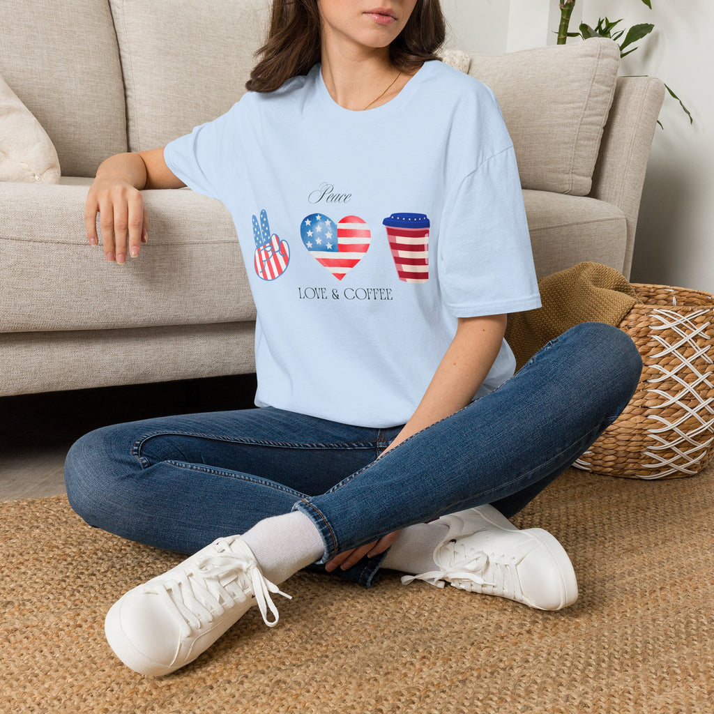 Patriotic Peace Hearts T-Shirt – USA Flag Heart Graphic Tee for 4th of July