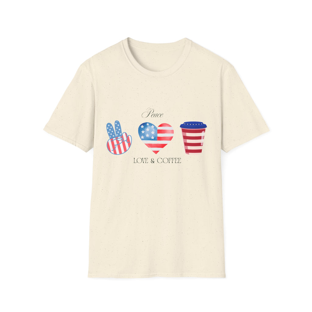 Patriotic Peace Hearts T-Shirt – USA Flag Heart Graphic Tee for 4th of July