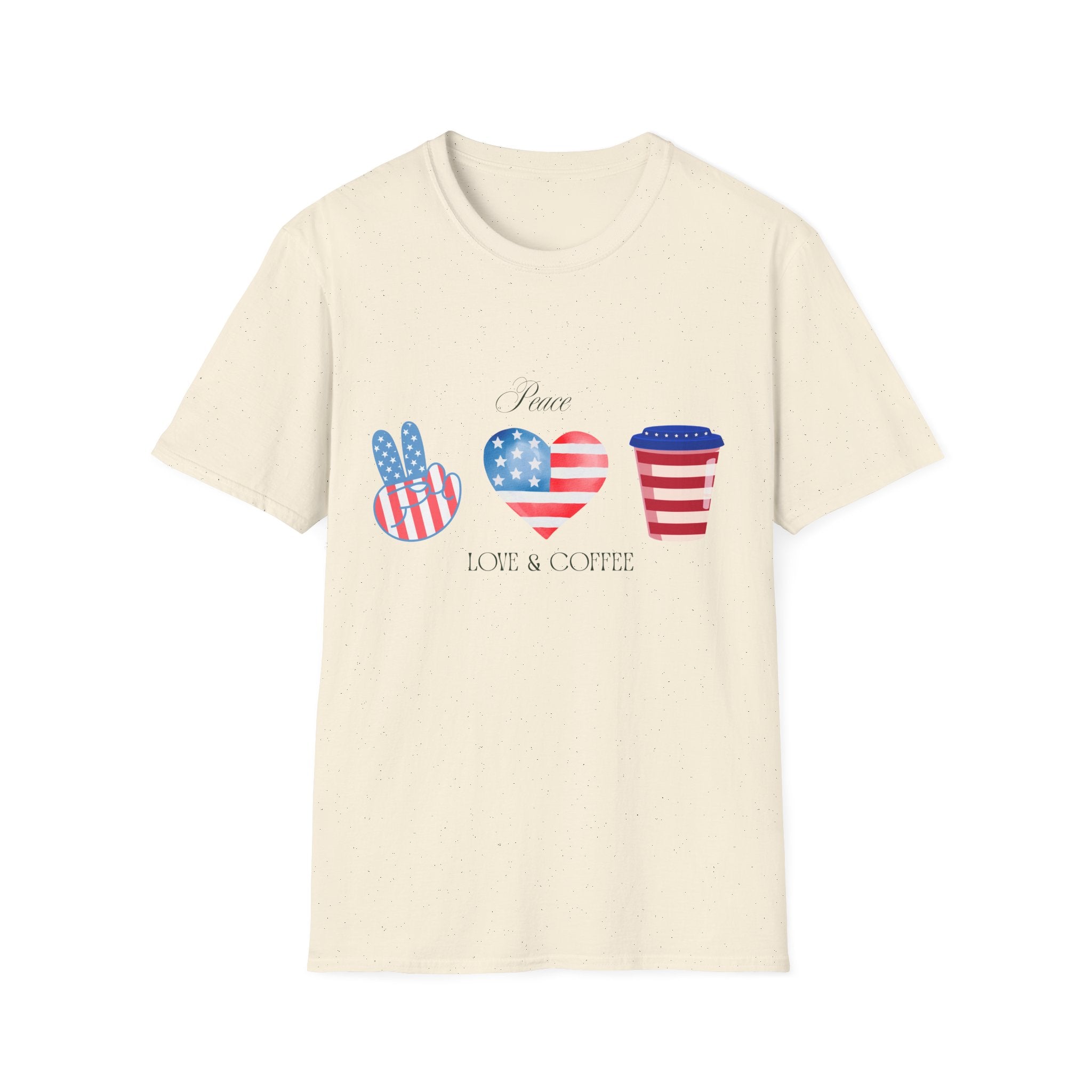 Patriotic Peace Hearts T-Shirt – USA Flag Heart Graphic Tee for 4th of July