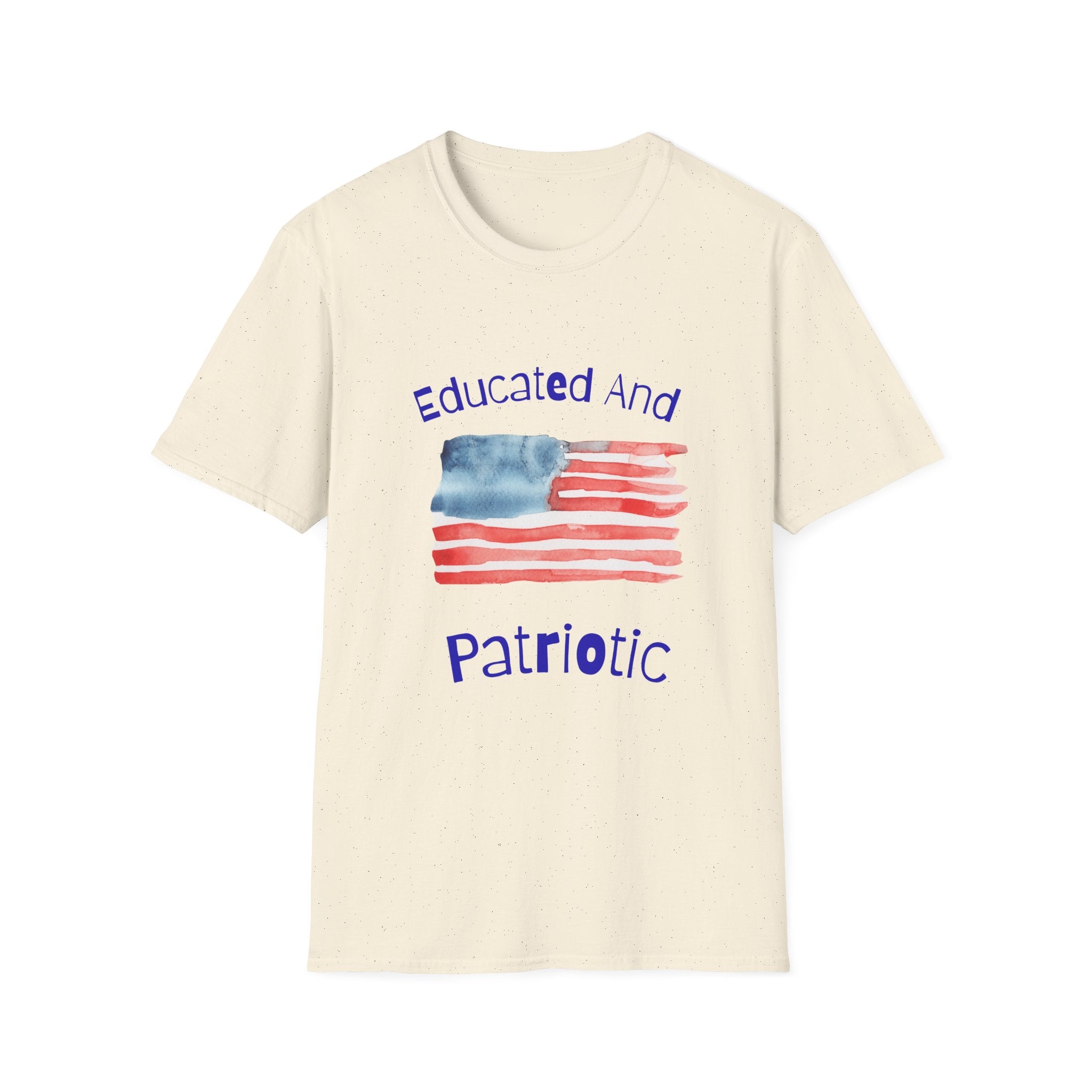 Educated And Patriotic T-Shirt — Watercolor American Flag Tee for Teachers & Voters