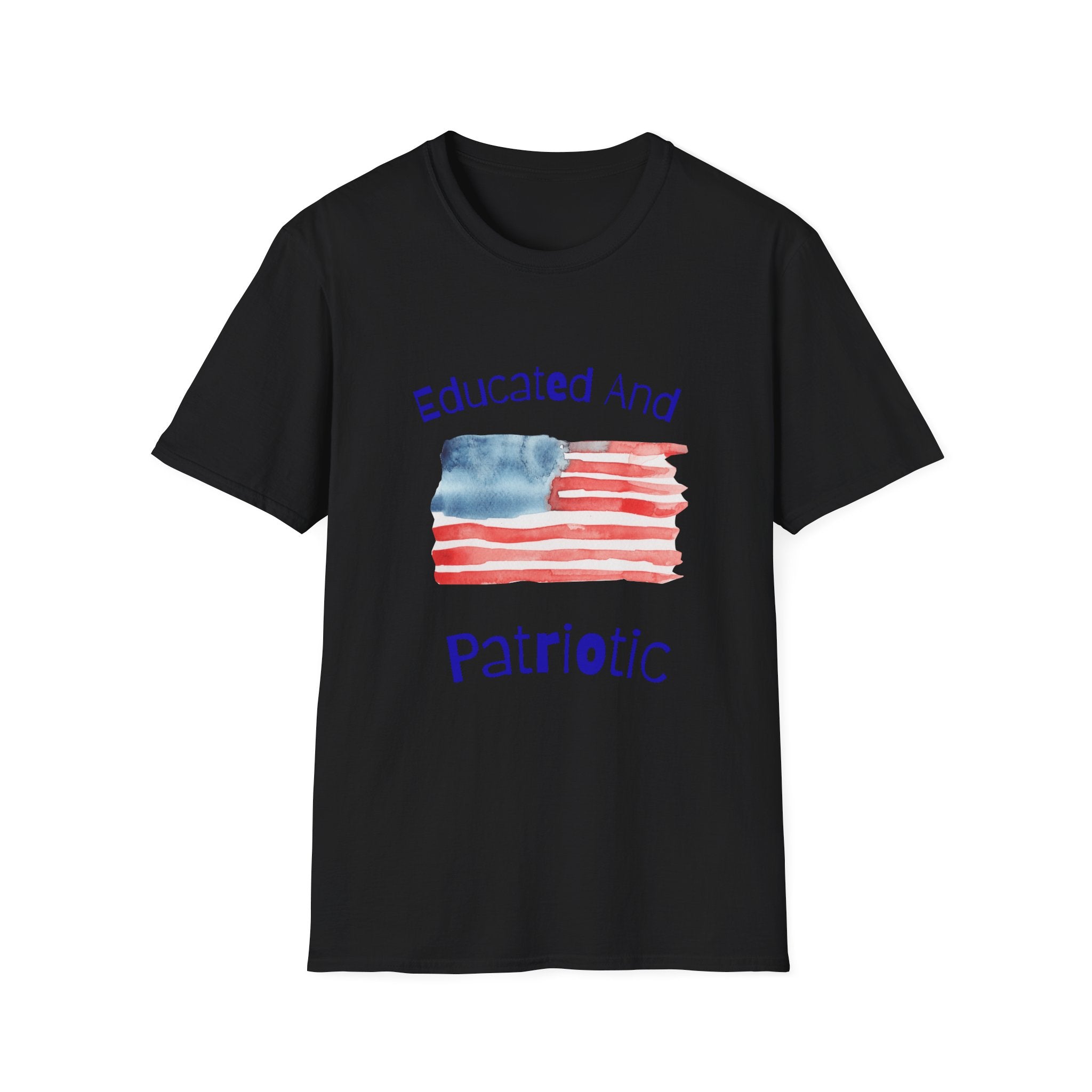 Educated And Patriotic T-Shirt — Watercolor American Flag Tee for Teachers & Voters
