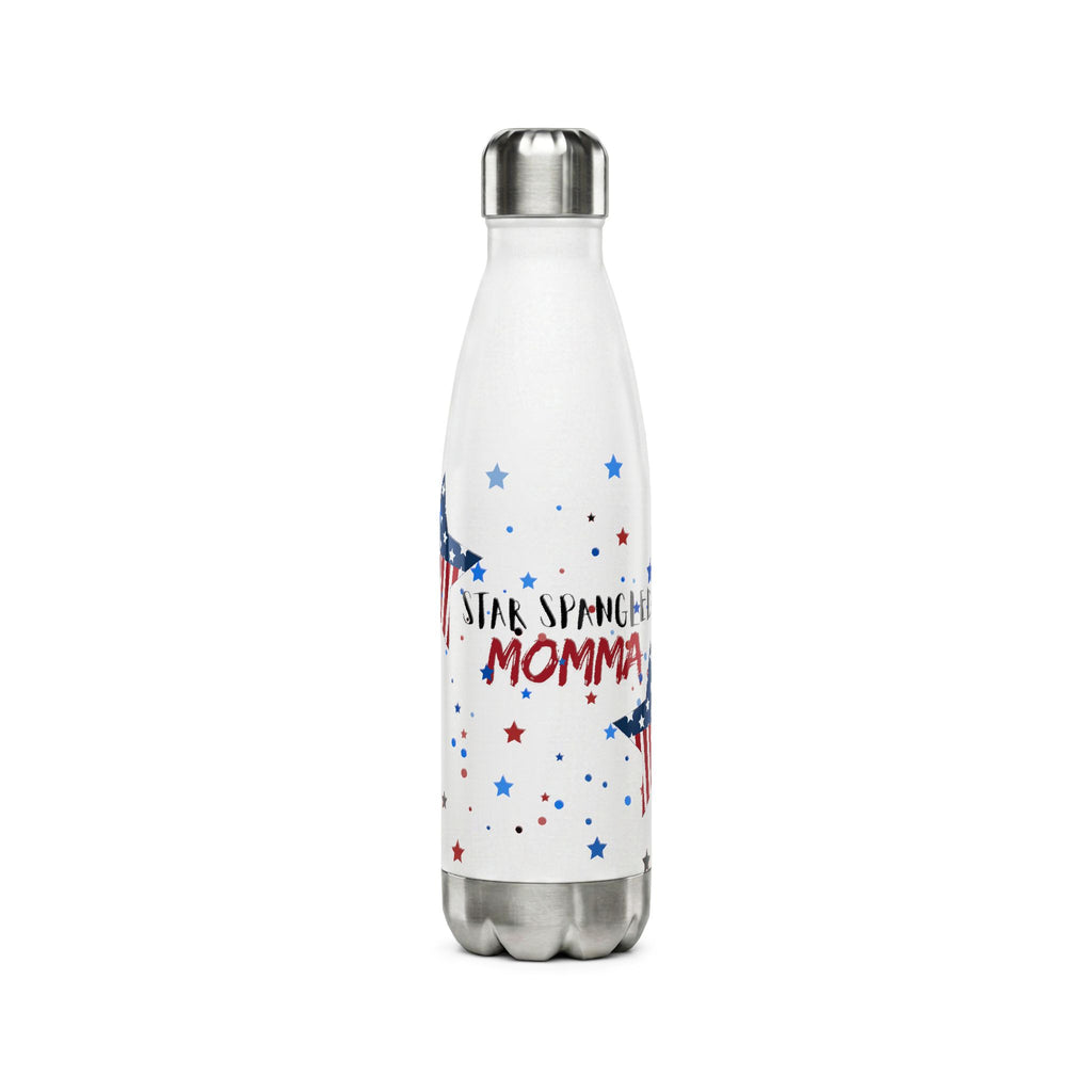 Patriotic Mama Stainless Steel Water Bottle 17oz — "Stars, Stripes, Momma" USA Flag Design