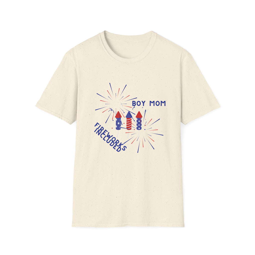 Boy Mom Fireworks T-Shirt — 4th of July Patriotic Mom Tee