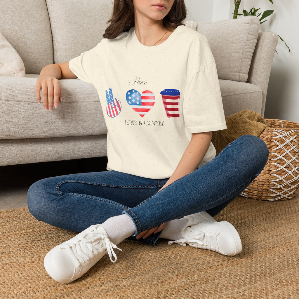 Patriotic Peace Hearts T-Shirt – USA Flag Heart Graphic Tee for 4th of July