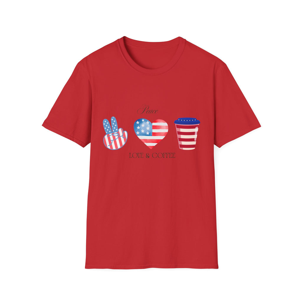 Patriotic Peace Hearts T-Shirt – USA Flag Heart Graphic Tee for 4th of July