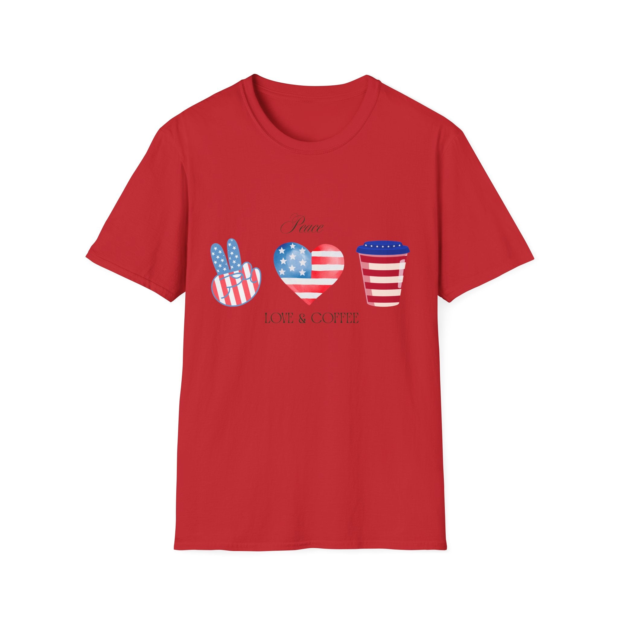 Patriotic Peace Hearts T-Shirt – USA Flag Heart Graphic Tee for 4th of July