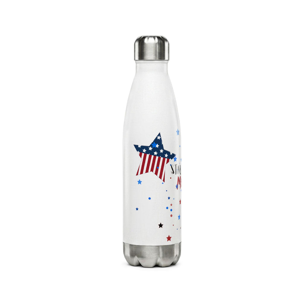 Patriotic Mama Stainless Steel Water Bottle 17oz — "Stars, Stripes, Momma" USA Flag Design